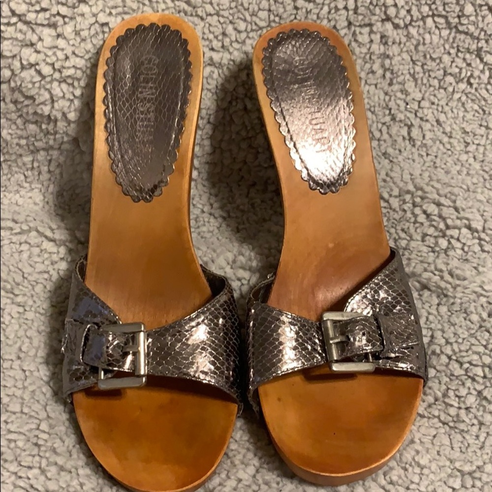 Colin Stuart silver ‘Dr Scholl’ inspired heel